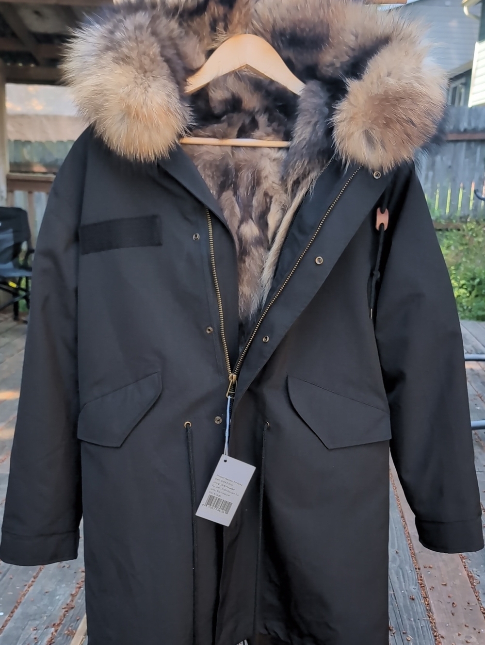 Jing Raccoon Fur Lined Jacket All Weather Heavy Duty - Picture 2 of 5